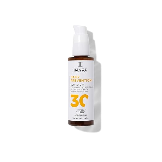 IMAGE Skincare DAILY PREVENTION Sheer Mineral Sun Serum SPF 30 Lightweight Tinted Broad Spectrum Sunscreen 1 Ounce