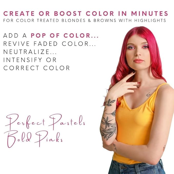Watercolors by Tressa INTENSE 3-in-1 Color Depositing Shampoo Semi Permanent Hair Color Hair Dye Shampoo for Curly Dry and Normal Hair 8 fl oz - PINK