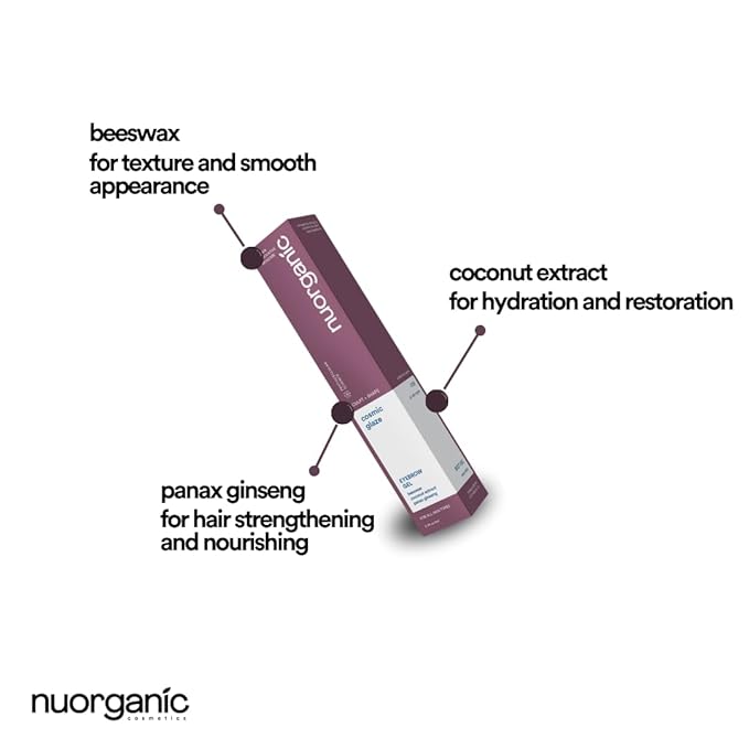 Nuorganic Brow Gel Clear - 6ml Natural Eyebrow Gel Clear for Brow Growth | Vegan &amp Cruelty-Free Eyebrow Gel Infused with Beeswax and Coconut Extract for Sculpting and Nourishing Brows