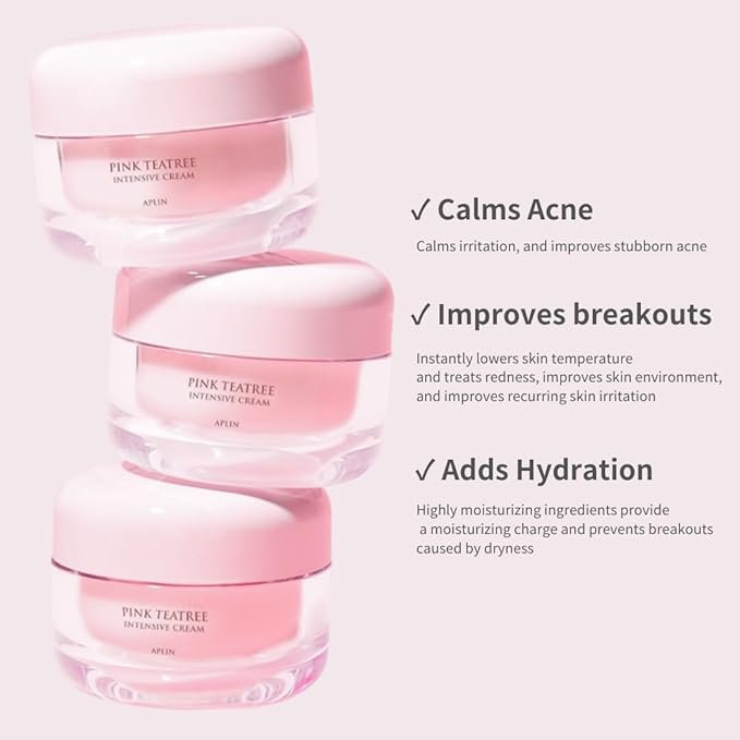 aplin Pink Tea Tree Intensive Cream - 50g/Skin Moisturizer/Facial Moisturizers/1.7 Oz CICA Allantoin Korean Skin Care Moisturizer Hydrating