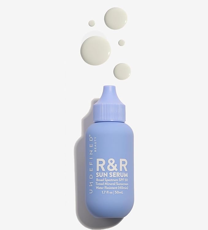 Undefined Beauty NEW UNTINTED R&ampR Sun Serum SPF 50 PA++++ Mineral Sunscreen with Niacinamide Water Resistant Broad Spectrum Protection &amp Blue Light Defense (Untinted)