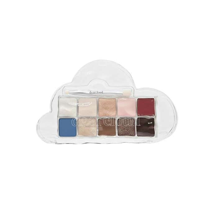 dearcloud Miffy Sky/Shadow - Eye Shadow Palette Makeup with 10 Ultra-Fine Pigments &amp Dual-Ended Eyeshadow Brush ? Korean Beauty Eye Makeup (Artist Bun)