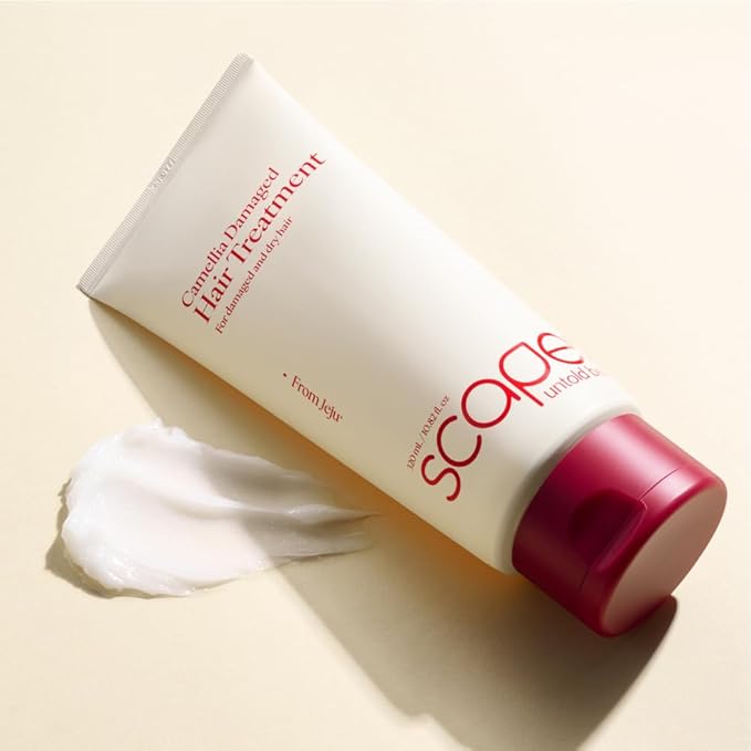 Camellia Damaged Hair Treatment 320ml/10.82 fl.oz | Deep Repair Conditioner for Dry &amp Damaged Hair with Jeju Camellia Oil &amp Hydrolyzed Keratin | Protein-Enriched Moisturizing