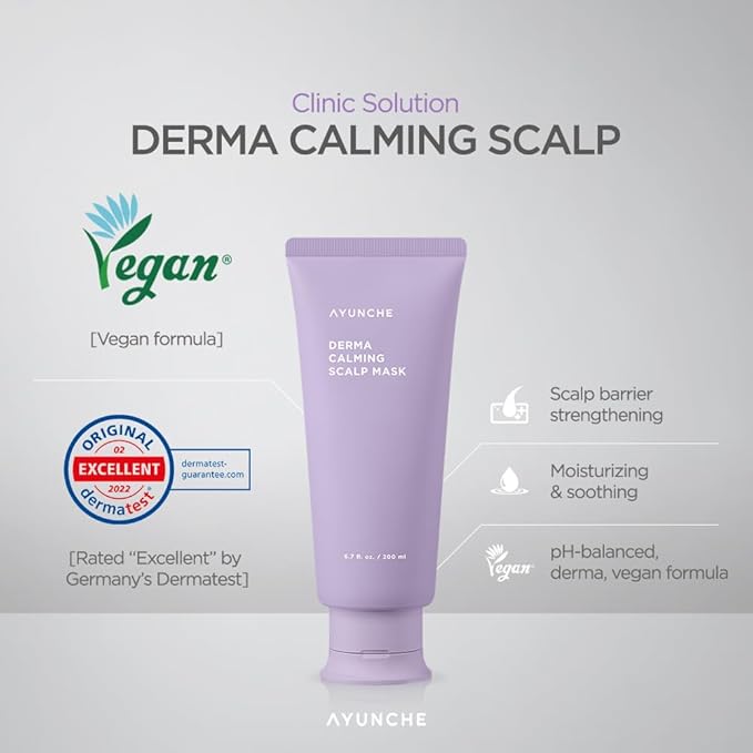 AYUNCHE Derma Calming Hair Mask 6.7 fl. oz. (200ml) [For Dry &amp Sensitive Scalp] | Moisturizing and Soothing Hair Pack | Vegan Hair Mask | Korean Salon Brand