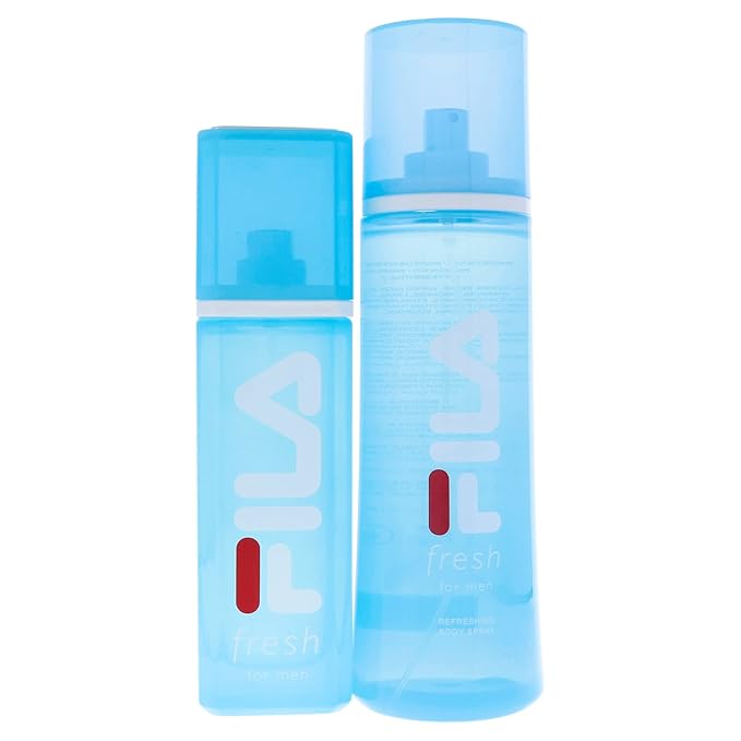 Fila Fragrance Giftset for Men - Cool Clean And Refreshing Fragrance And Body Mist - Extra Strength Long Lasting Scent Payoff - Trendy Rectangular Streamlined Portable Bottle Design - 2 Pc