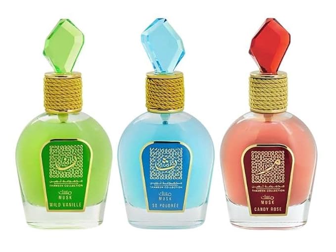THAMEEN MUSK COLLECTION Special 3-Pc Set Bundle Candy Rose I Wild Vanille I So Poudree I EDP Perfume 100 ML Each I Excellent Musk Based Sensual Gift Set- intended for Lattafa