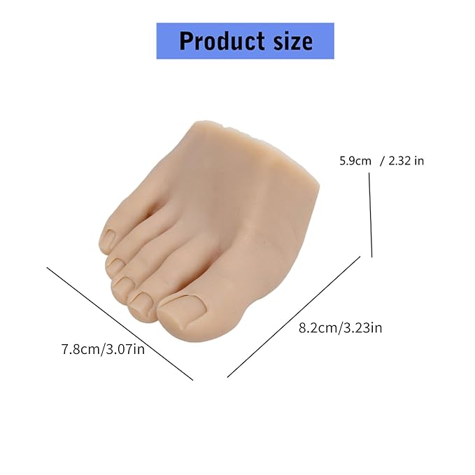 1 Pair Practice Fake Foot Flexible Movable Soft Silicone Fake Foot Prosthetic Manicure Tool For Nails Training Display Silicone Prosthetic
