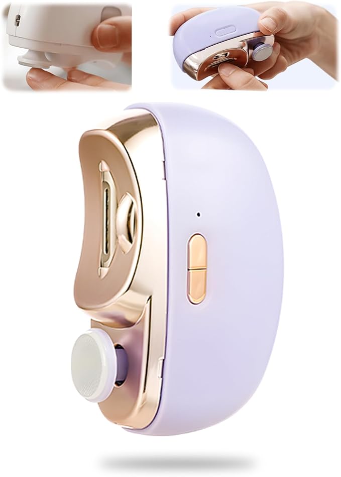 3 in 1 Automatic Electric Nail Clipper 2025 New Electric Toe Nail Clippers with Polishing for Seniors Adults Baby Automatic Electric Nail Clippers Nail File with LED Light &amp Storage Box (Purple)