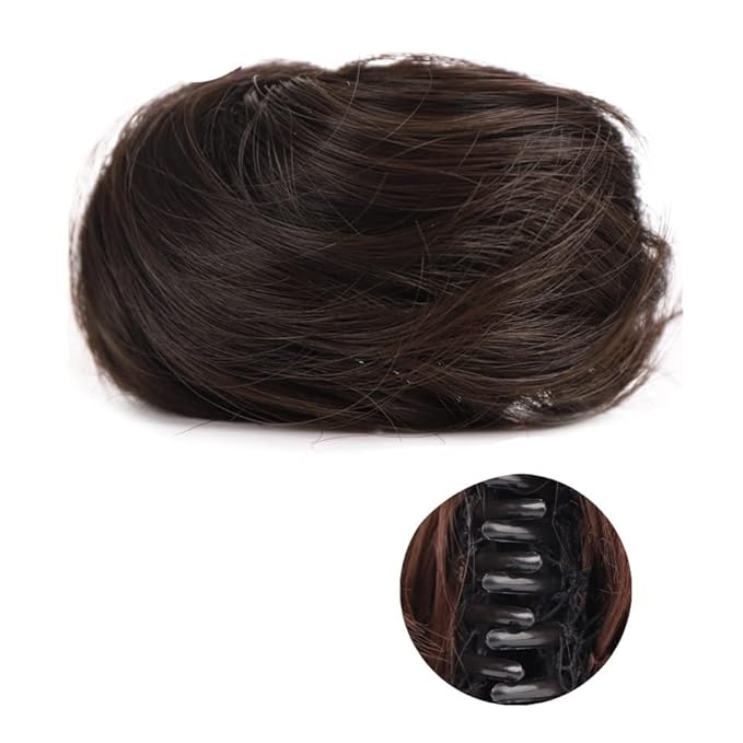 messy bun hair piece 1/2 PCS Accessory Updo Hairpieces For Women Girls Mini Claw Synthetic Curly Wavy Hair Bun Extensions Wig Clip in Messy &amp Cat Ears Short bun hair pieces for women ( Color : FB0