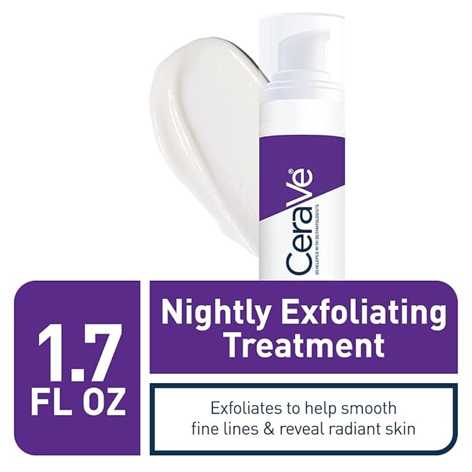 CeraVe Skin Renewing Nightly Exfoliating Treatment Anti Aging Serum With 5% Blend Of Glycolic Acid &amp Lactic Acid Wrinkles &amp Dark Spot Corrector For Face Exfoliating Gel 1.7 Oz