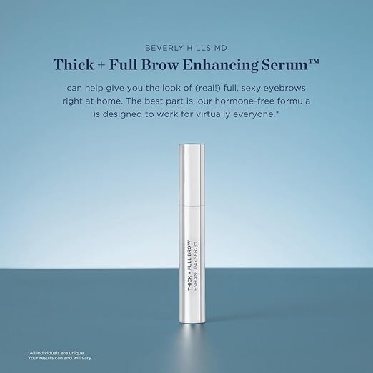Beverly Hills MD Thick + Full Brow Serum- Enhancing Growth Formula for Visibly Fuller Thicker Looking Brows- Supports Healthy Keratin Production