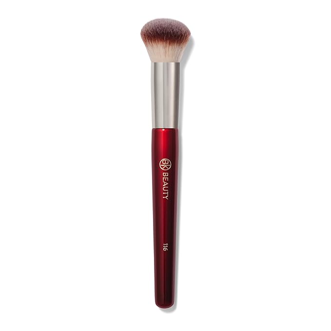 BK BEAUTY 116 SMALL ROUND COMPLEXION BRUSH ? Compact Round Makeup Brush for Precise Blending of Cream Blush Contour Bronzer &amp Foundation Vegan Bristles