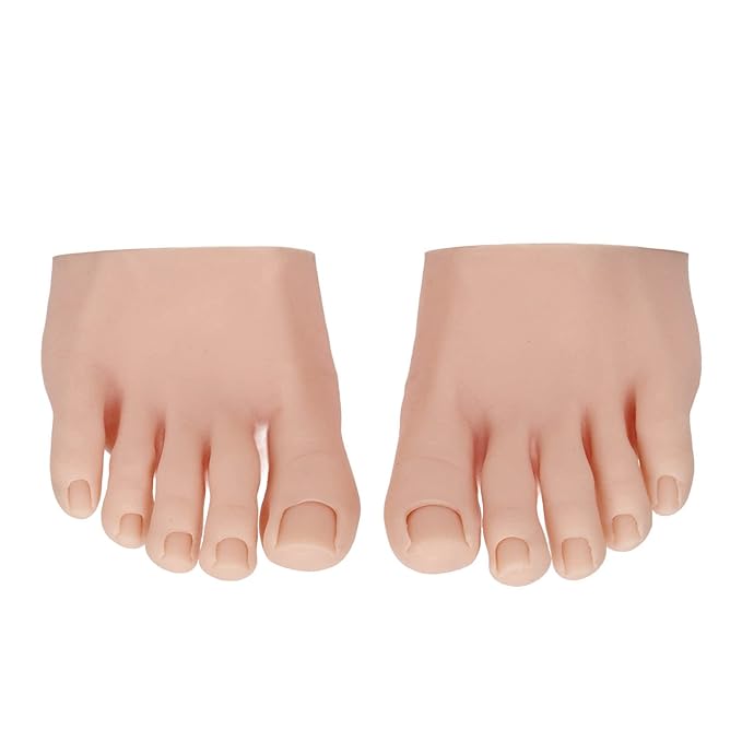 1 Pair Silicone Foot Model Nail Art Training Display Fake Half Foot Model Pedicure Practice Silicone Foot Model (Medium Skin Color)