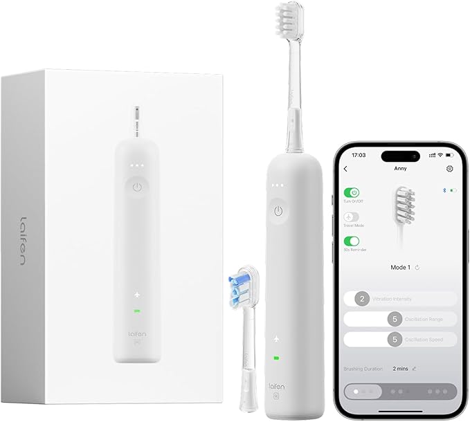 Laifen Wave Special Electric Toothbrush New 2025 Version Oscillation &amp Vibration Sonic Electric Toothbrush for Adults with App 2 Brush Heads IP68 Waterproof Travel Powered Toothbrush (Matte Gre