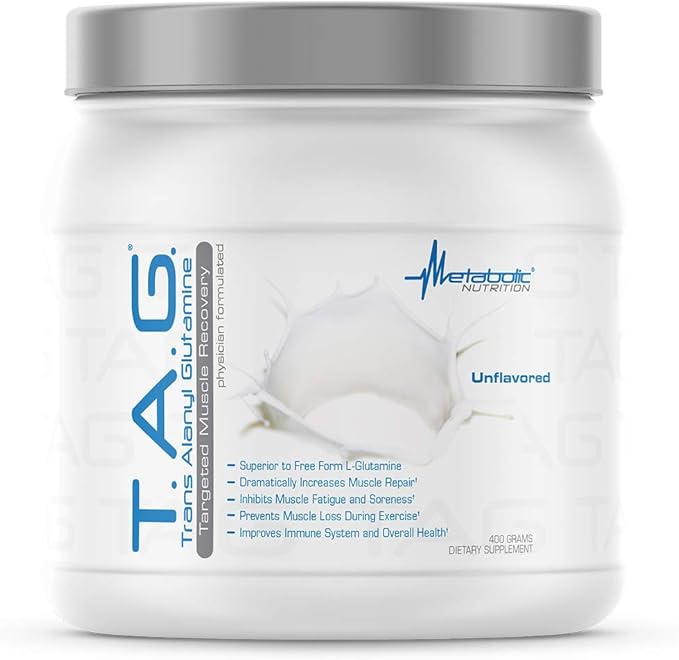 Metabolic Nutrition TAG Trans Alanyl Glutamine 100% L-Glutamine Peptide Powder Pre Intra Post Workout Supplement 400 Grams (40 Servings) (Unflavored)