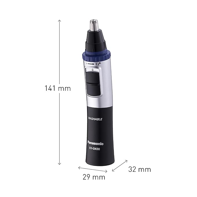 Panasonic ER-GN30-K Nose Ear n Facial Hair Trimmer Wet/Dry with Vortex Cleaning System Black