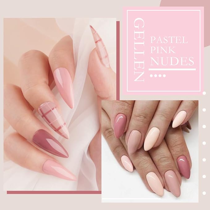 Gellen Gel Nail Polish Kit with U V LED Light 72W Nail Dryer 12 Gel Nail Colors No Wipe Top Base Coat Nail Art Decorations Manicure Tools All-In-One Manicure Kit for Mother's Day Gift