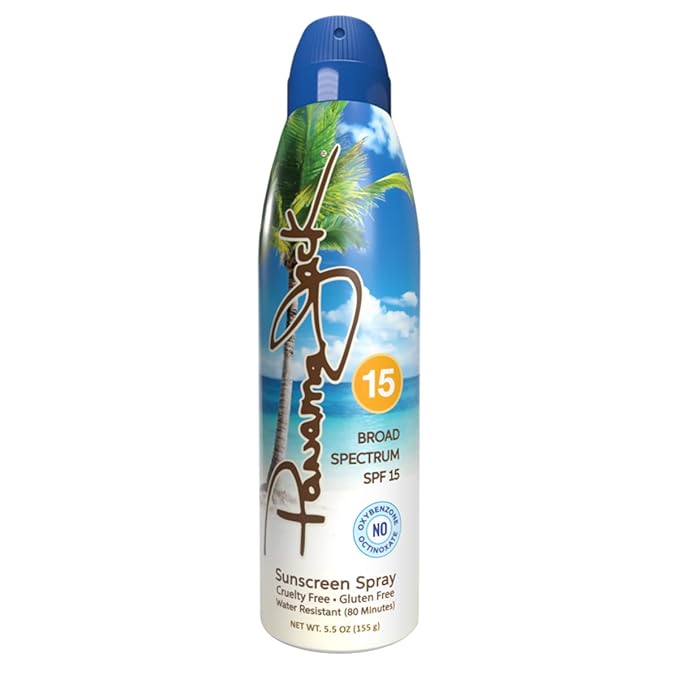 Panama Jack Continuous Spray Sunscreen - SPF 15 Broad Spectrum UVA/UVB Protection PABA Paraben Gluten &amp Cruelty Free Water Resistant (80 Minutes) 5.5 OZ (Pack of 6)