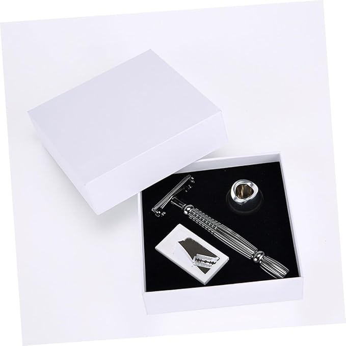 Extended Handle Manual Shaver with Stand Double Edge Beard Shaving Razor for Men Comfortable Grip Hand Razor for Precise Skin-safe Facial and Body Hair Removal