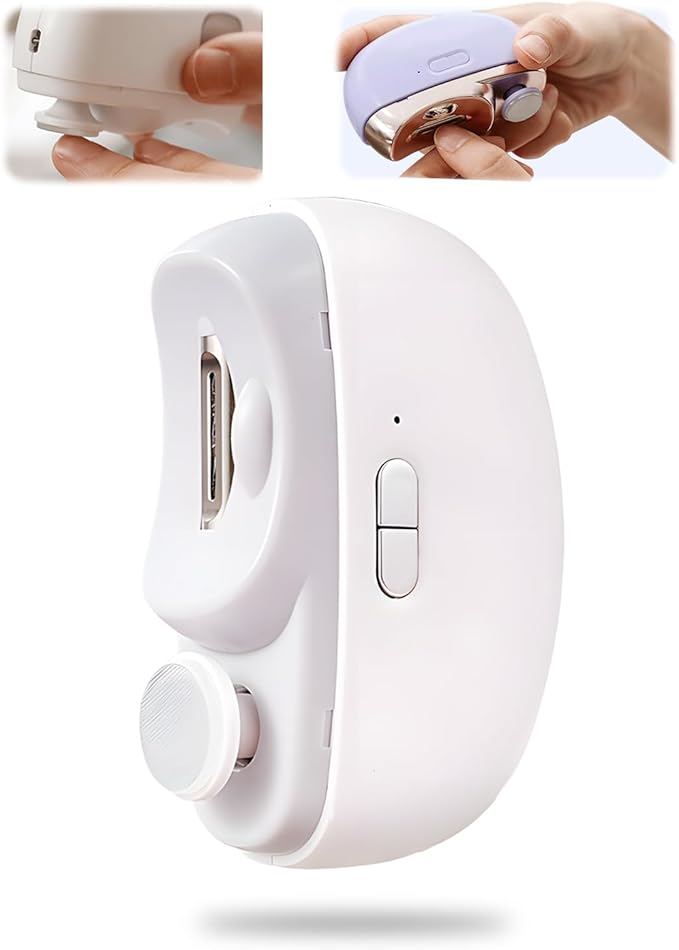 3 in 1 Automatic Electric Nail Clipper 2025 New Electric Toe Nail Clippers with Polishing for Seniors Adults Baby Automatic Electric Nail Clippers Nail File with LED Light &amp Storage Box (White)