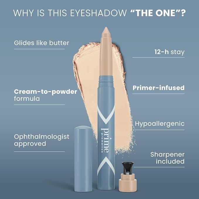 PRIME PROMETICS PrimeEyes Eyeshadow for Mature Women ? Crease-Free Powder-to-Cream Non-Drying Eye Shadow ? Blends Seamlessly &amp Flatters Aging Lids ? Water-Resistant &amp Long-Wear (Vanilla)