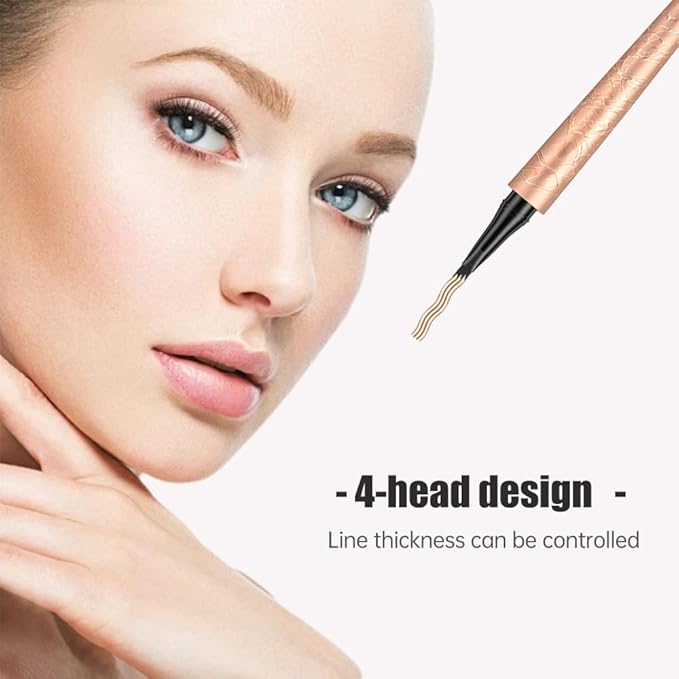 2026 New Microblading Eyebrow Pencil Waterproof Eyebrow Pencil Premium Microblading Eyebrow Pen with 4 Tip Long-Lasting Natural Magic Eyebrow Makeup Fine Stroke Eye Brow Pen for Women (Black)