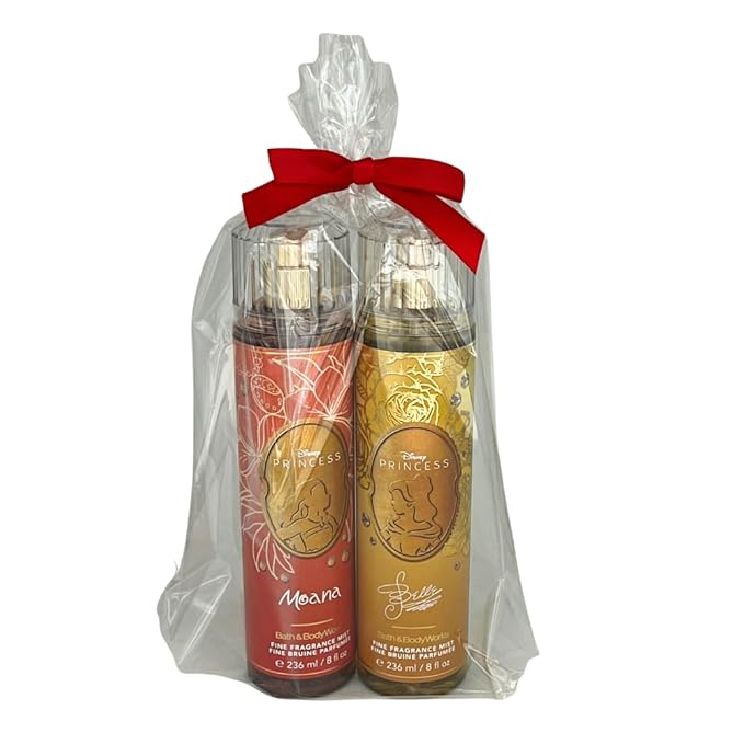 Bath &amp Body Works PRINCESS COLLECTION 2-piece Fine Fragrance Mist Gift Set with a Bow for Holidays ? Full Size ? Limited Edition (Moana &amp Belle)