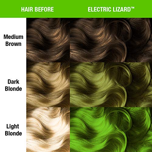 MANIC PANIC Classic Electric Lizard Semi Permanent Hair Color - Bright Neon Green Hair Dye for Women &amp Men That Lasts 4-6 Weeks - Vegan Ammonia &amp Cruelty-Free - Create &amp Mix Custom Shades