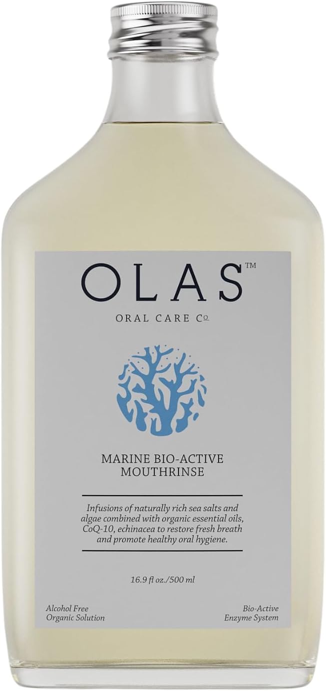 Olas Alcohol Free Mouthwash &amp Oral Rinse - Marine Bio-draft Mouth Rinse With Essential Oils &amp Antioxidants for a Healthy Oral Microbiome - Fluoride Free Natural Mouthwash (500 ml)