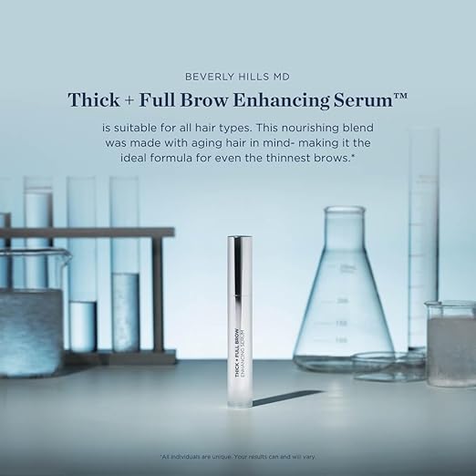 Beverly Hills MD Thick + Full Brow Serum- Enhancing Growth Formula for Visibly Fuller Thicker Looking Brows- Supports Healthy Keratin Production