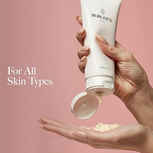 Borghese Crema Saponetta Creme Cleanser - Gentle Face Cleanser for Enlarged Pores Tone &amp Texture with Sea Salt &amp Hyaluronic Acid For All Skin Types