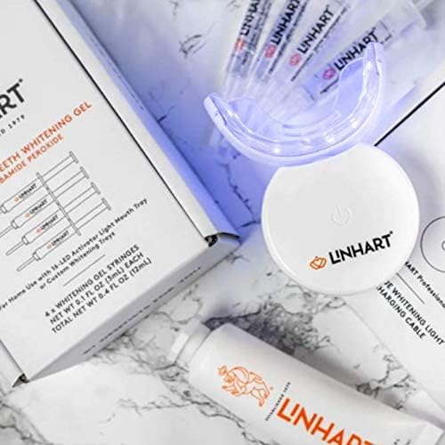 LINHART Teeth Whitening Kit with LED Light - Tooth Whitener Gel Dental Whitening Gel Syringes with 35% Carbamide Peroxide and 16-Led Whitening Light - No Sensitivity Whitens Teeth
