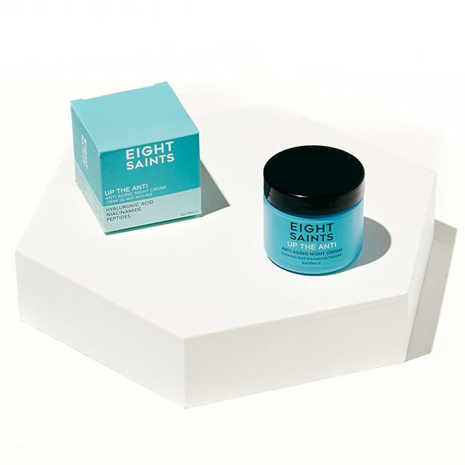 Eight Saints Skin Care Up the Anti Night Cream Face Moisturizer to Reduce Fine Lines and Wrinkles Natural and Organic Anti Aging Cream For Face &amp Neck with Niacinamide and Hyaluronic Acid 2 Ounc