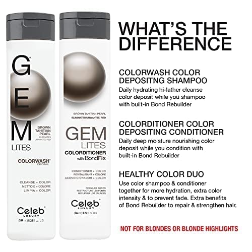 Celeb Luxury Color Depositing Conditioner - Color Refresher with Bondfix Bond Rebuilder Viral and Gem Lites Pairs with Colorwash