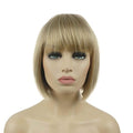 Lydell 8 Straight Short Bob Hair Flat Bangs Cute Central Dot Skin Top Heat Resistant Synthetic Wigs (15BT613 Blonde Mix)