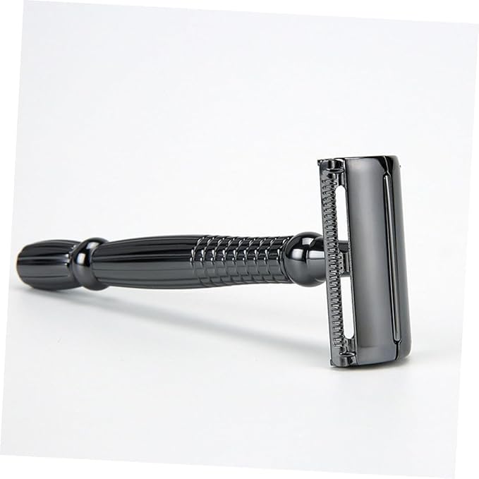 Extended Handle Manual Shaver with Stand Double Edge Beard Shaving Razor for Men Comfortable Grip Hand Razor for Precise Skin-safe Facial and Body Hair Removal