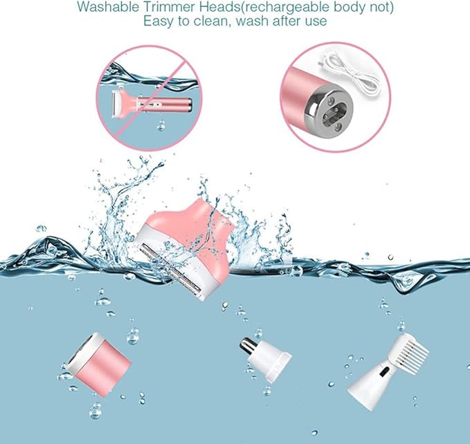 Electric Shaver Women 4 in 1 Women's Shaver Face Nose Eyebrows and Body Electric Bikini Trimmer (Figure)