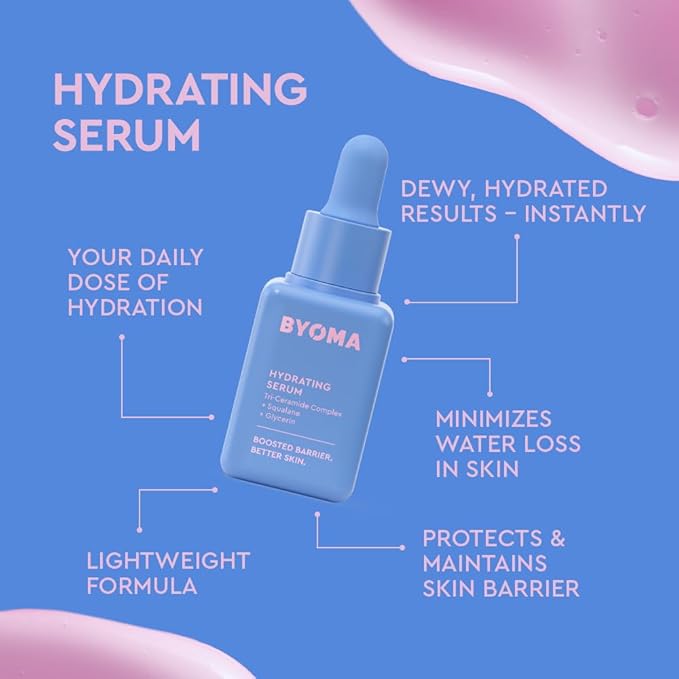 BYOMA So Hydrating Set - Barrier Repair Skincare Set - Creamy Jelly Cleanser Hydrating Face Serum &amp Ceramide Face Moisturizer for Dry Skin - Anti Wrinkle Alcohol Free Skin Care - 30ml 15ml 15m