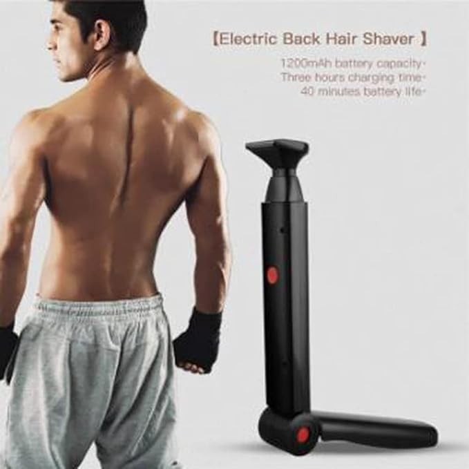 Electric Back Hair Shaver Hair Trimmer Body Hair Removal Tool USB New Body Razor with 2 Shock Absorber Flex Heads Better Control Do-it-Yourself 180 Degrees Foldable for Men Women Pain-Free Shave