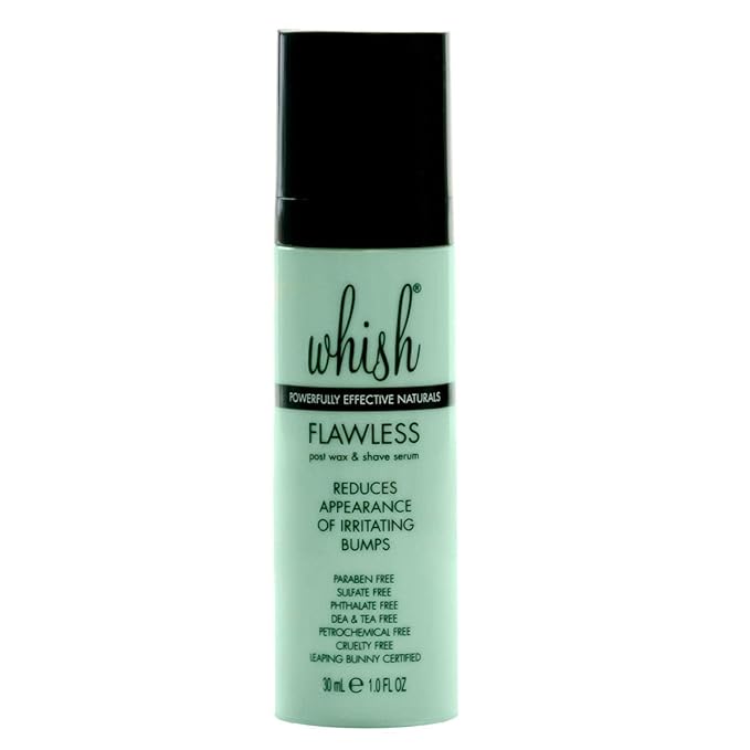 Whish Flawless Post Wax &amp Shave Serum - Ingrown Hair Treatment for Men and Women - Calming Aftershave Oil for Razor Wax &amp Laser Bumps - With Aloe &amp Salicylic Acid - Paraben &amp Sulfate