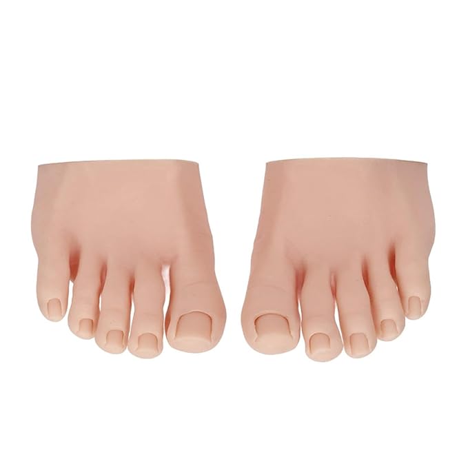 1 Pair Practice Fake Foot Flexible Movable Soft Silicone Fake Foot Prosthetic Manicure Tool For Nails Training Display Silicone Prosthetic