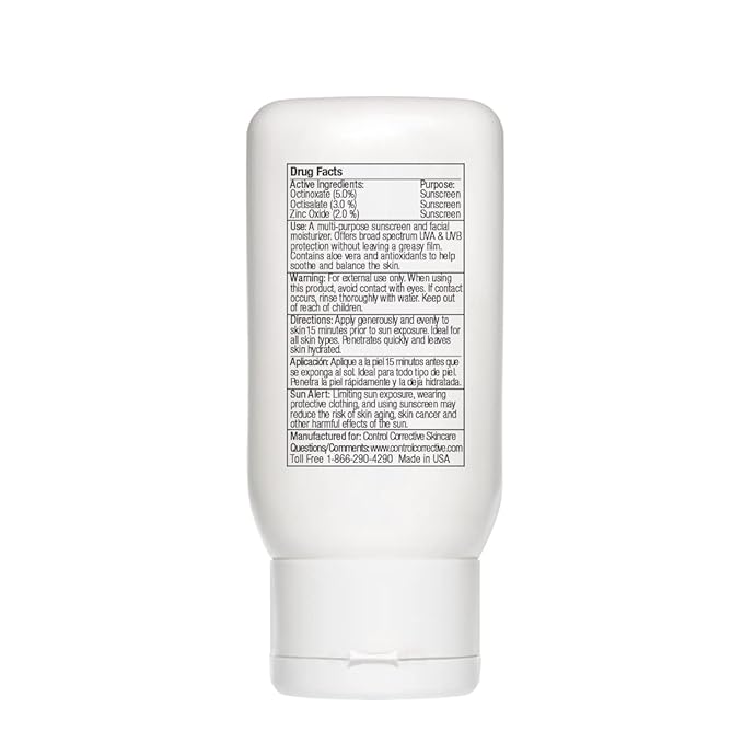 CONTROL CORRECTIVE Oil Free Sunscreen SPF 30 For Face &amp Neck All Skin Types? Broad Spectrum UVA/UVB Protection + Lightweight Moisturizing Formula ? 2.5 oz Non-Comedogenic