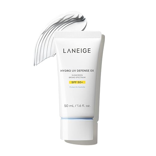 LANEIGE Hydro UV Defense Sunscreen SPF 50+: Hypoallergenic &amp Dermatologist-Tested Korean Broad Spectrum Sun Protection with No White Cast