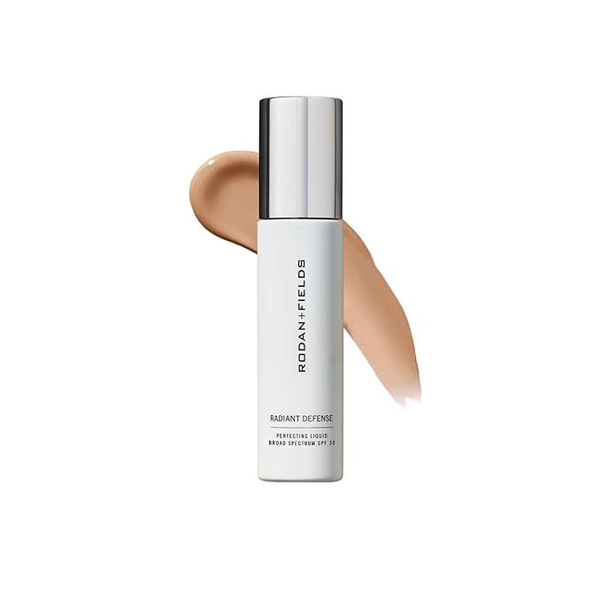 RODAN + FIELDS Radiant Defense Perfecting Liquid SPF 30 - Beige 50 mL 4-in-1 Makeup &amp Skin Care Beauty Solution Face Sunscreen Moisturizer Light Foundation