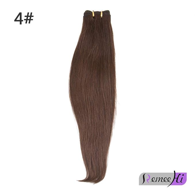 RemeeHi 3/4 Half Wig 100% Indian Remy Human Hair Silky Straight Hair Weft Cap to Choose (4# medium brown 16 inches)