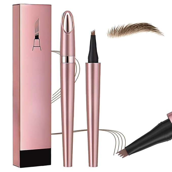 2026 New Microblading Eyebrow Pen Waterproof Eyebrow Pencil Eye Brow Pen with 4 Tip Premium Natural Magic Eyebrow Makeup Fine Stroke Contouring Pencil Long-Lasting Stay on All Day (Dark Brown)