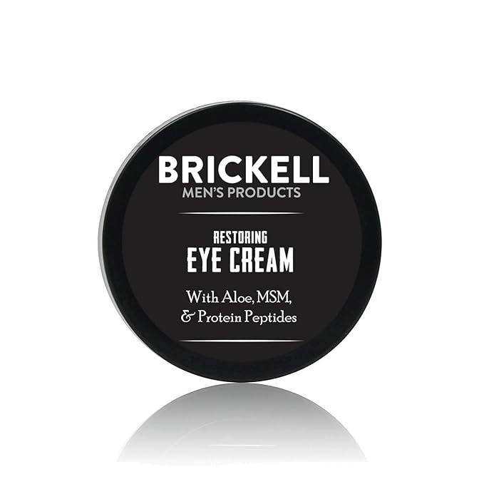 Brickell Men's Restoring Under Eye Cream for Men Natural and Organic Anti Aging Eye Balm To Reduce Puffiness Wrinkles Dark Circles Crows Feet and Under Eye Bags 0.5 Ounce Unscented