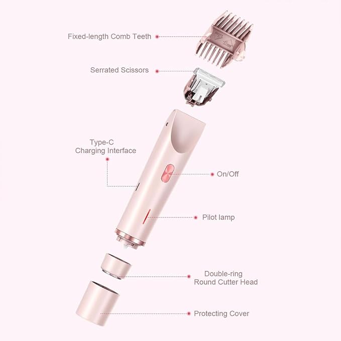 Razor - Bikini Trimmer for Women 2025 New Ultimate 2-in-1 Body Shaver with Removable Head Painless Hair Removal Wet &amp Dry for Leg Arm Underarm Bikini Area (Purple)