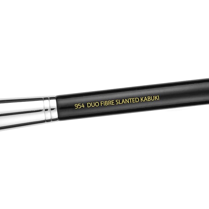 Bdellium Tools Professional Makeup Brush - Maestro Series 954 Duet Fiber Slanted Kabuki - With Soft Synthetic Fibers For Stippling Buffing Blending (Black 1pc)