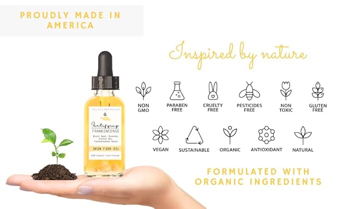 Fortifying Frankincense Resin Infused 100% Organic Black Seed Rosehip &amp Castor Oils for Face Miracle Anti-Aging Facial Moisturizer Cold Pressed Oils Natural Serum Skincare Hydrates Skin